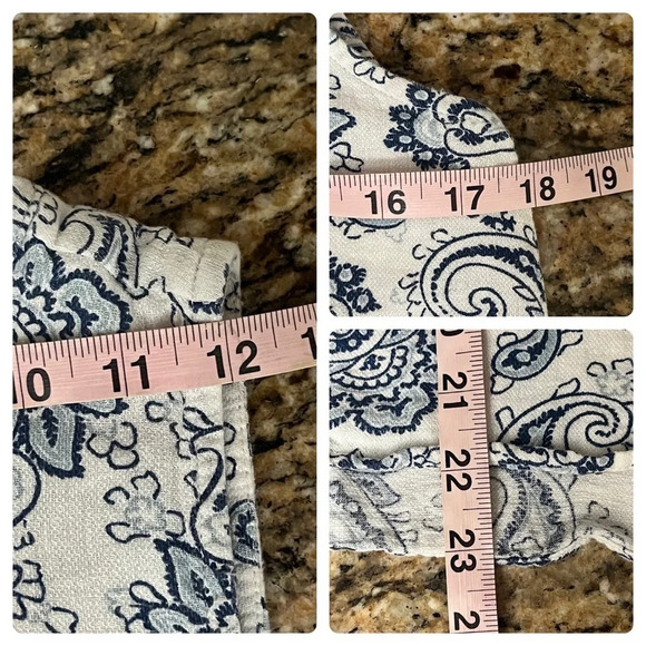 Larry levine Paisley Linen Blouse Women’s Hippie Boho Modest Mature Beach Boxy M - Picture 5 of 9